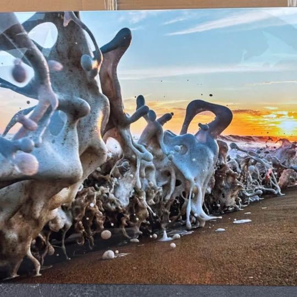 Large Ocean Wave Sunset Aluminum Wall Art 72” x 36”